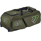 Gunn & Moore GM Cricket Bag Holdall | 909 Wheelie | All-Terrain Wheels | Two Side Pockets | Large Volume - 107 litres | Tough 600 Denier Polyester | Khaki Apollo Green