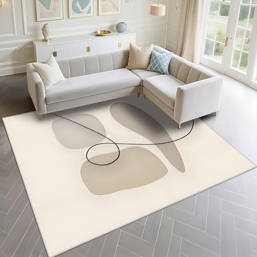 Moquette salon non slip crème au design minimaliste chic