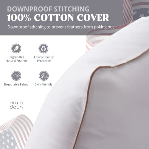 Puredowngoose Feathers Down Pillow, Premium Medium Firm Down Feather Pillows Made In The Usa, Hotel Goose Down Pillows Standard Size, 20X26 Inches, 1 Pack Brown #TOP2
