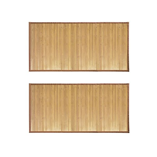 iDesign - 81232M2 Formbu Bamboo Floor Mat Non-Skid, Large Water-Resistant Runner Rug for Bathroom, Kitchen, Entryway, Hallway, Office, Mudroom, Vanity, 24