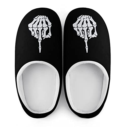 Fuck Off Middle Finger Plush Slippers Funny Graphic Footwear Cotton House Shoes for Men Indoor Outdoor 6