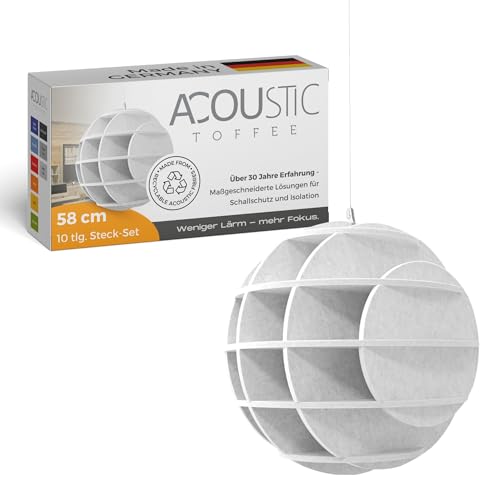 platino24 SATELLITE 3D-Akustik-Objekt Kugel für optimale Raumakustik I Schallabsorber für Decke in innovativem Design I Durchmesser: 58 cm I Recyclebares & anhaltendes Absorber-Element