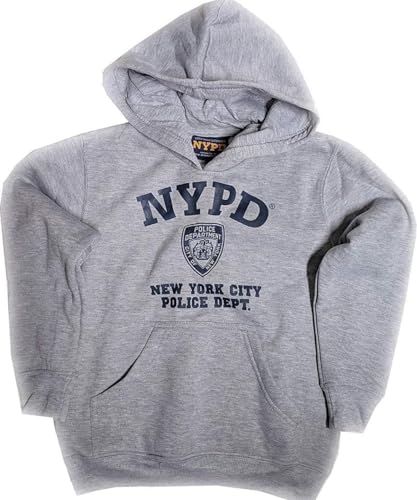 NYPD Adult Oxford Grey Pullover Hoodie with Navy Print