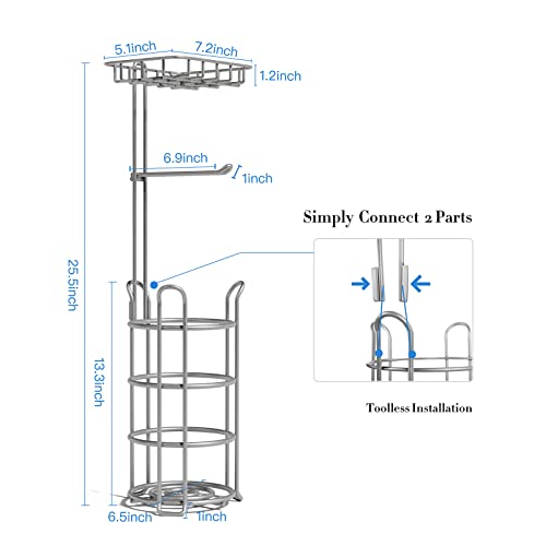 Buckburg Free Standing Toilet Paper Holder With Shelf, Holds Mega Rolls, Easy To Assemble, Sturdy And Durable, Premium Bathroom Tissue Storage Organizer Stand #TOP1
