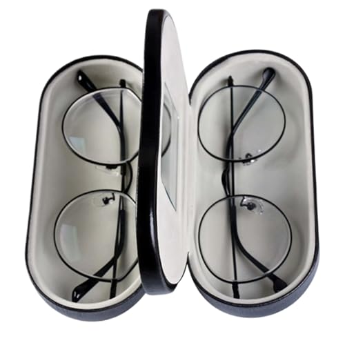 Étui à lunettes double 2 en 1 rigide avec miroir pour lentilles