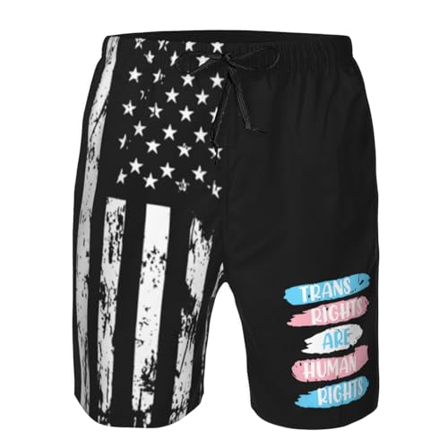 Trans Rights are Human Rights Transgender Mens Swim Trunks Quick Dry Mens Swimsuit,Swim Beach Shorts with Pockets2