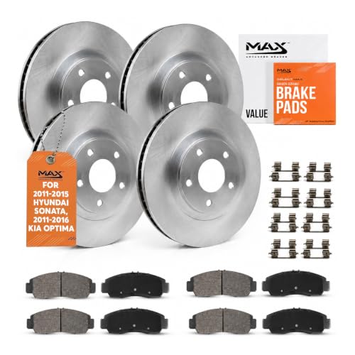Image of MAX Advanced Brakes - Brake Kit For 2011-2015 Hyundai Sonata, 2011-2016 Kia Optima (2.4 L4 w /Manual Parking Brake)| Carbon Ceramic Brake and Rotor Kit Front and Rear| OE Replacement Brake Rotors