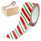 Whaline Christmas Packing Tape 100 Yard Red Green Stripe Sticky Wrapping Tape for Winter Xmas Small Business DIY Crafts Box Supplies