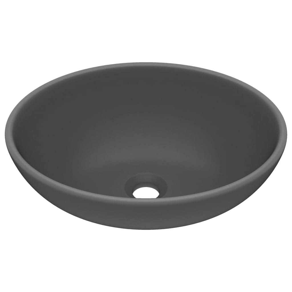 B&Q -  Luxury Basin Oval-Shaped Matt Dark Grey 40X33 Cm Ceramic