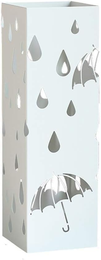 Square Plastic Umbrella Stand with Drip Tray - White Office & Hotel Storage Solution for Home Use - Stylish and Functional Umbrella Holder