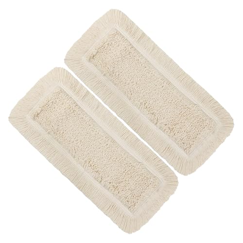 OKAEI Wischmopp Bezüge 40 cm Beige, 2er Set – Baumwoll Wischbezug für Bodenwischer – Ersatzbezüge für Klapphalter – Starke Schmutzaufnahme für Trocken- & Nassreinigung