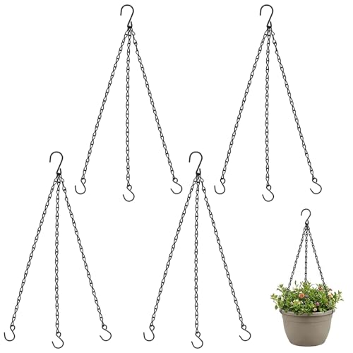 SrgPui 4 Pack Hanging Basket Chains 3 Point Plant Hanging Chains Basket Hooks Adjustable Length Garden Hanging Basket Chains for Indoor Outdoor Plant Display