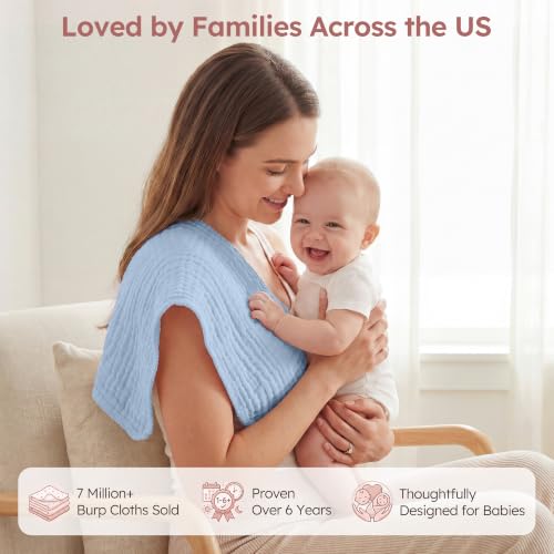 Image of Yoofoss Muslin Burp Cloths for Baby 5 Pack 100% Organic Cotton Baby Washcloths for Boys Girls Large 20''X10'' Super Soft and Absorbent Apricot,Pastel Macaron