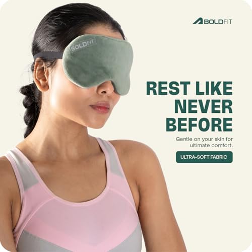 Image of Boldfit Eye Mask for Sleeping with Adjustable Strap Super Soft Sleep Masks Blind Fold for Comfortable Travelling Sleep Mask Pad for Girls Eye Masks Blind Folds for Sleeping - Green Grey (Pack of 2)
