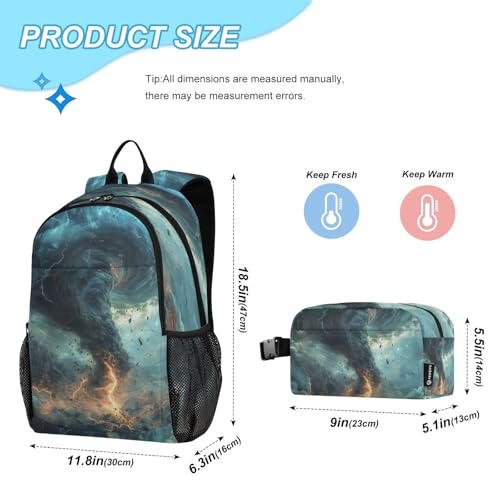 Kids Backpack Tornado School Bookbag with Lunch Bag for Boys Girls Preschool Kindergarten Elementary Laptop Daypack2