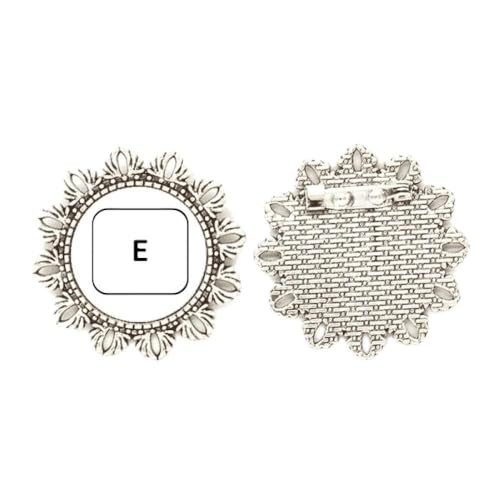 Broche de letra E con flor estilo vintage plata para solapa de mujer