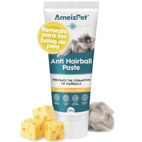 AmeizPet Malta para Gatos Bolas de Pelo, Pasta con Malta - Suplemento para Gatos de Pelo Largo y Corto con Taurina y Queso, 100g (3.52 Oz)