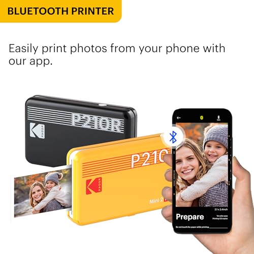 Kodak Mini 2 Retro 4PASS Portable Photo Printer, 2.1x3.4 inches, 38 Sheets Bundle, White