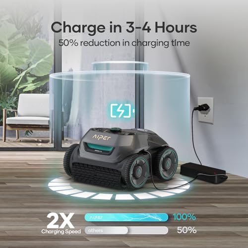 Image of AIPER Cordless Robotic Pool Cleaner, WavePath Navigation, Wall-Climbing, Quad-Motor, 150 mins Runtime for Inground Pools up to 1,600 sq.ft, Seagull Pro ZT6002 (Renewed)