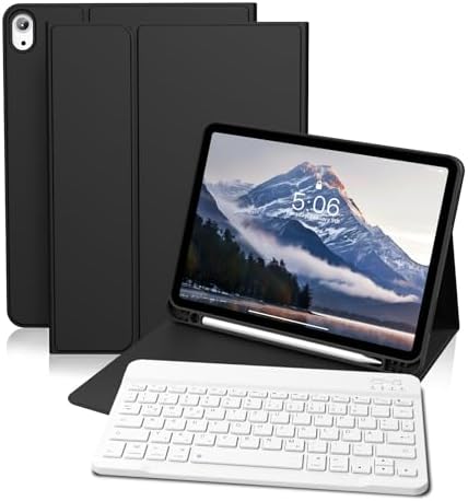 GKABXY Hülle mit Tastatur für iPad A16 11/10 Generation 2025/2022, 11/10.9" | Soft TPU Rückseite Gehäuse mit Stifthalter, Magnetische Abnehmbar Kabellose Bluetooth Tastatur, QWERTZ
