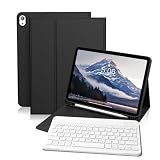GKABXY Etui z klawiaturą do iPada (A16) 10/11 generacji, 10,9/11", (2022/2025), miękka tylna obudowa z TPU z uchwytem na długopis, magnetyczna zdejmowana klawiatura Bluetooth, układ QWERTZ, czarne