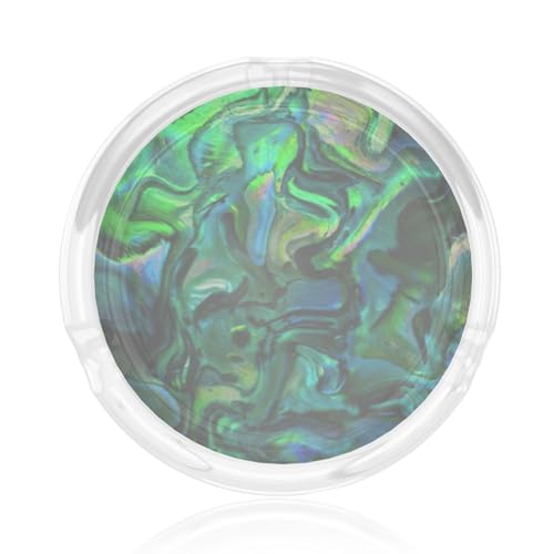 Posacenere rotondo in vetro con stampa madreperla, per casa, ufficio, soggiorno, auto, tavolini da caffè, decorativo