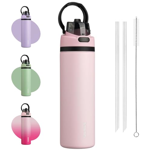 Image of BJPKPK 25oz Insulated Water Bottle with Straw Lid & Handle, Stainless Steel | Leak-Proof 2-in-1 Straw & Spout Lid, BPA-Free Vacuum Insulated Bottle Fits Cup Holders for Gym, Office, Travel & Outdoor