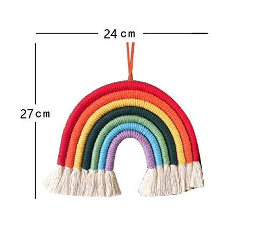 Zoonai Rainbow Wall Décor Colorful Handmade Weaving Ornament Modern Home Decoration Accessories Hanging Pendant For Bedroom Nursery Baby Kids Rooms (Dark Blue Purple + Pom Pom Ball) #TOP1