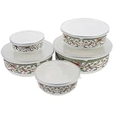 SHOWERORO 5 piezas Cuencos Esmaltados con Tapa Transparente Boles Grandes para Sopa Pasta y Ensalada Recipientes para Almacenamiento de Alimentos con Sellado Hermético Aptos para Hogar