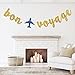 RoadSea Bon Voyage Banner - Travel Theme Party Bunting Supplies - Job Change - Retirement - Moving - Farewell Party Decorations - Gold Glitter