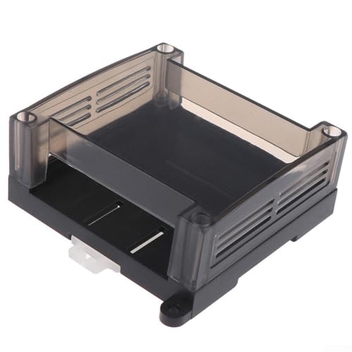 Image of DIN Rail Enclosure 95x90x40mm Plastic Housing for PLC Control Box with Transparent Cover - Industrial Electronics Project Case Gray