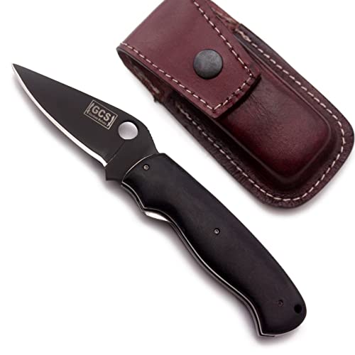 GCS Handmade Micarta Handle D2 Tool Steel Tactical Hunting Knife with leather sheath Full tang blade designed for Hunting & EDC GCS 313 - GCS Knives