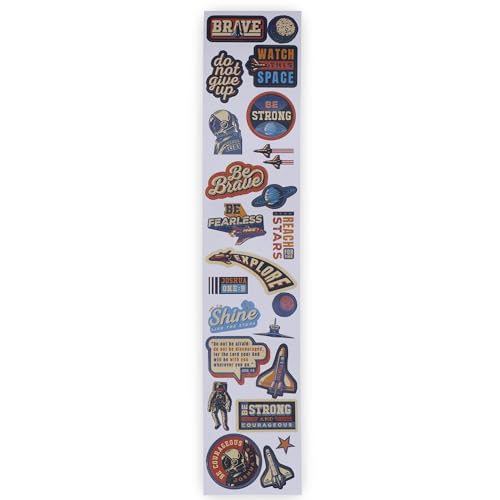 Image of Christian Art Gifts Multicolor Inspirational Scripture Faith-Based Sticker Roll for Boy & Girls: Over 200 Self-Adhesive Stickers for Kids, Motivational Outer Space Theme, Quotes & Verses, Easy-Peel