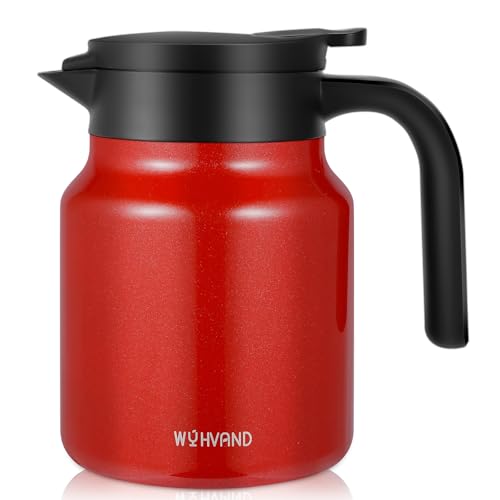 Image of Insulated Coffee Carafe, 34 oz, Keeps Hot for 12H, Red