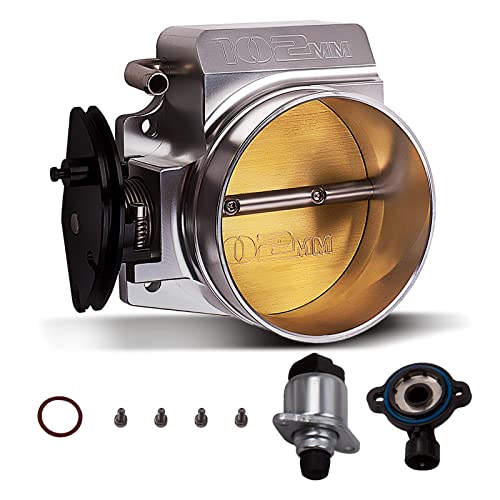 maXpeedingrods 102mm Throttle Body Assembly with TPS IAC Throttle Position Sensor for Chevy LSX LS LS1 LS2 LS7 Silver