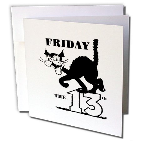 Friday The 13th 3dRose lot de 12 cartes de vœux avec chat noir 6 x 6 cm