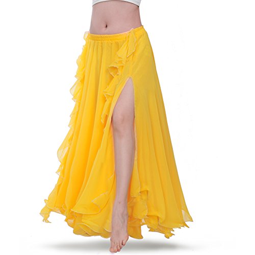 ROYAL SMEELA Jupe de Danse du Ventre Jupe Longue Femmes Costume de Danse du Ventre Robe Gitane Performance de Danse Jupes de Pratique Jupe en Mousseline de Soie Robe de Danse Jupe Danse Orientale Cover