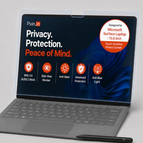 Image of Pxin Aura | Compatible with Microsoft Surface Laptop | 13.8 Inch - Ultra Touch Sensitive Privacy Screen | Anti Blue | Anti Glare | UltraThin for Hyper Touch | Anti UV | Privacy Filter