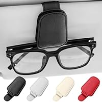 MOKHT Brillenhalter für Auto, Leder Sonnenbrillenhalter Auto, Magnetische Brillenständer für Auto Sonnenblende, Sonnenbrillen Halterung Auto für Brille Karte Ticket - Schwarz