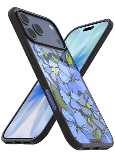Image of Smartish iPhone 17 Pro Max MagSafe Clear Case - Gripmunk Magnetic Slim Case [Lightweight + Protective] Anti-Yellowing Thin Grip Clear Cover for Apple iPhone 17 Pro Max - Blue Blossoms