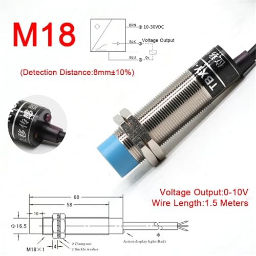 Sensor de desplazamiento lineal M18 analógico de 0-10V e interruptor inductivo 2