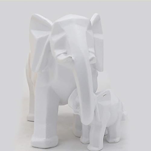 Miniatura 2 de Estatua de la familia de elefante, figura de elefante para madre y bebé, adornos de Feng Shui para oficina en casa, oficina en casa, color blanco
