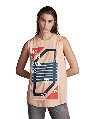 G-Star Para Mujer Camiseta Sin Mangas Lash Graphic, Rosa Peach Nougat D21617-4107-C962 , Xs