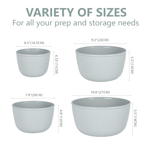 BoxedHome Mixing Bowls Set with Leakproof Silicone Lids, Nesting Salad Bowls for Prepping, Mixing, Serving, Baking, 4.7L/3.2L/2.1L/1.2L, Dishwasher & Microwave Safe, BPA-Free, Set of 4, LightGreen - Image 2