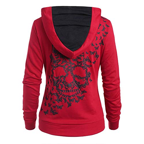 Preisvergleich Produktbild Fairy Costume Damen Schmetterlinge Schädel Drucken Hoodie Pullover Langarm Sweatshirt Herbst Beiläufiges Kapuzenpullover Tops Bluse