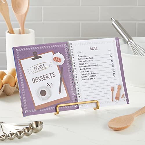 Image of Pipilo Press Blank Family Cookbook Recipe Binder - 6.5 x 8.2 in Hardcover Spiral Bound - 90 Ruled Pages with Memo Pocket - Write In Your Own Recipes & Meal Planning Notebook