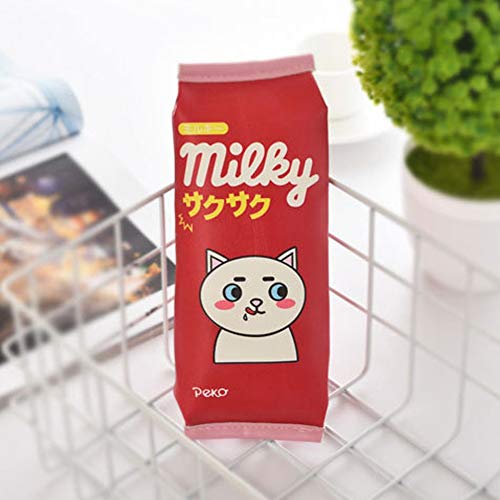 Bolso divertido Lápiz Kawaii Estuche de lápices ligero Moda coreana Lápices ocasionales Bolsas Útiles escolares Papelería Bolígrafo - Rojo