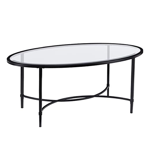 Southern Enterprises Quinton Oval Cocktail Coffee Table, black, 45 in x 25 in x 19 in