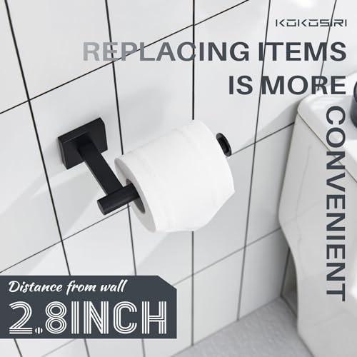 Image of KOKOSIRI Toilet Paper Holder for Bathroom Toilet Roll Holder Hold Mega Rolls Wall Mounted, Matte Black Stainless Steel B2008BK