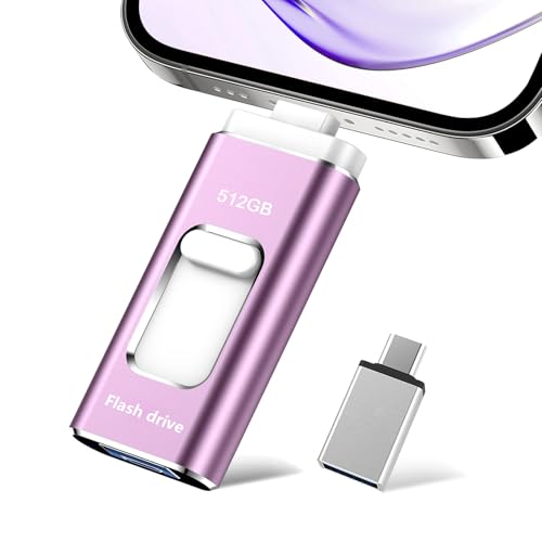 【アプリ不要】Phone用USBメモリ iphone写真保存 データバックアップ タイプc usbメモリー 外付けストレージ 大容量 フラッシュドライブ 写真・動画・書類保存 全Phone/Android/PC対応 容量不足解消 スマホの写真を保存する 紫